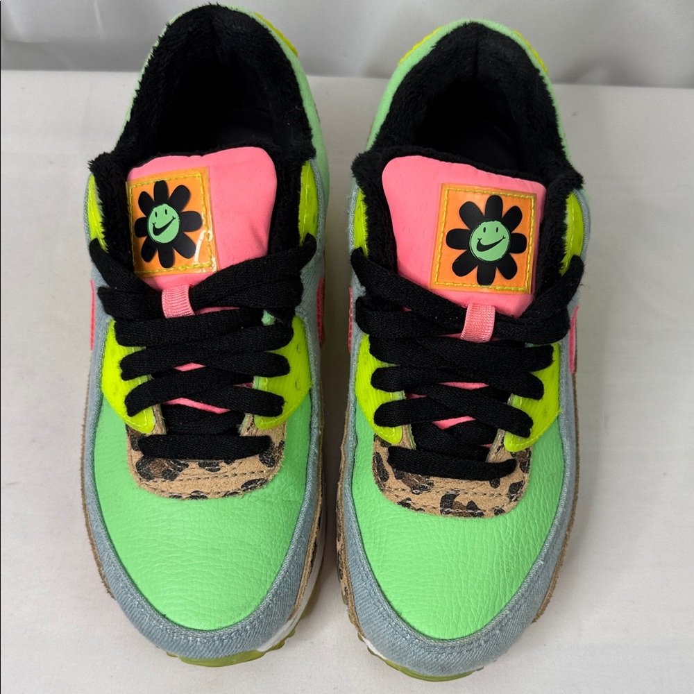 Nike Neon Green & Pink Smiley Flower Sneakers